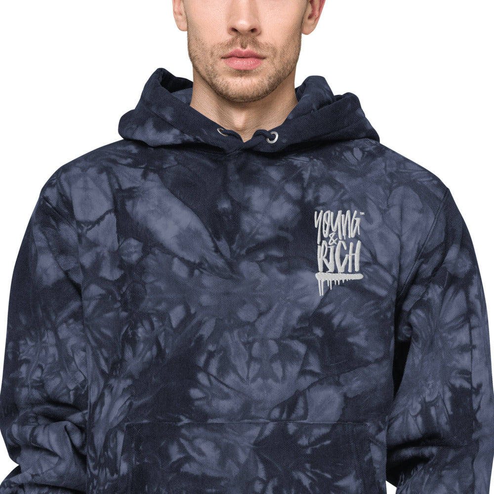 Young & Rich Champion tie-dye hoodie